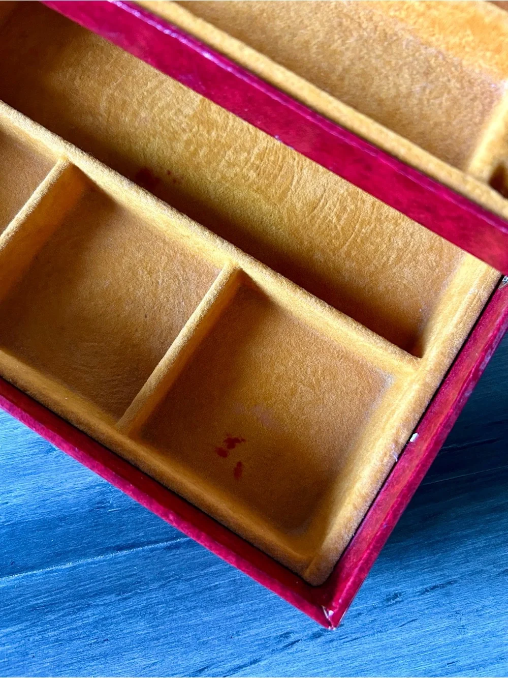 Vintage MCM Large Faux Leather Bound Velvet Lined Jewelry Box